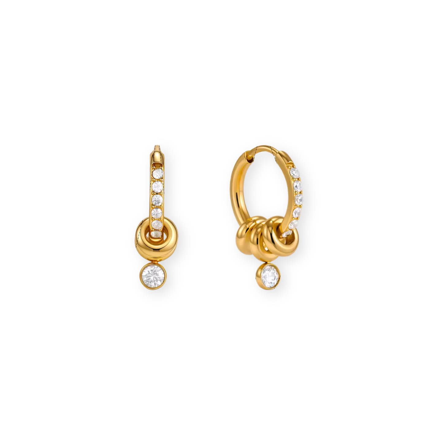 Mini Gold White Hoops