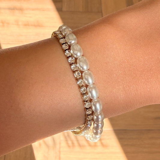 Dual Tenis Pearl Bracelet