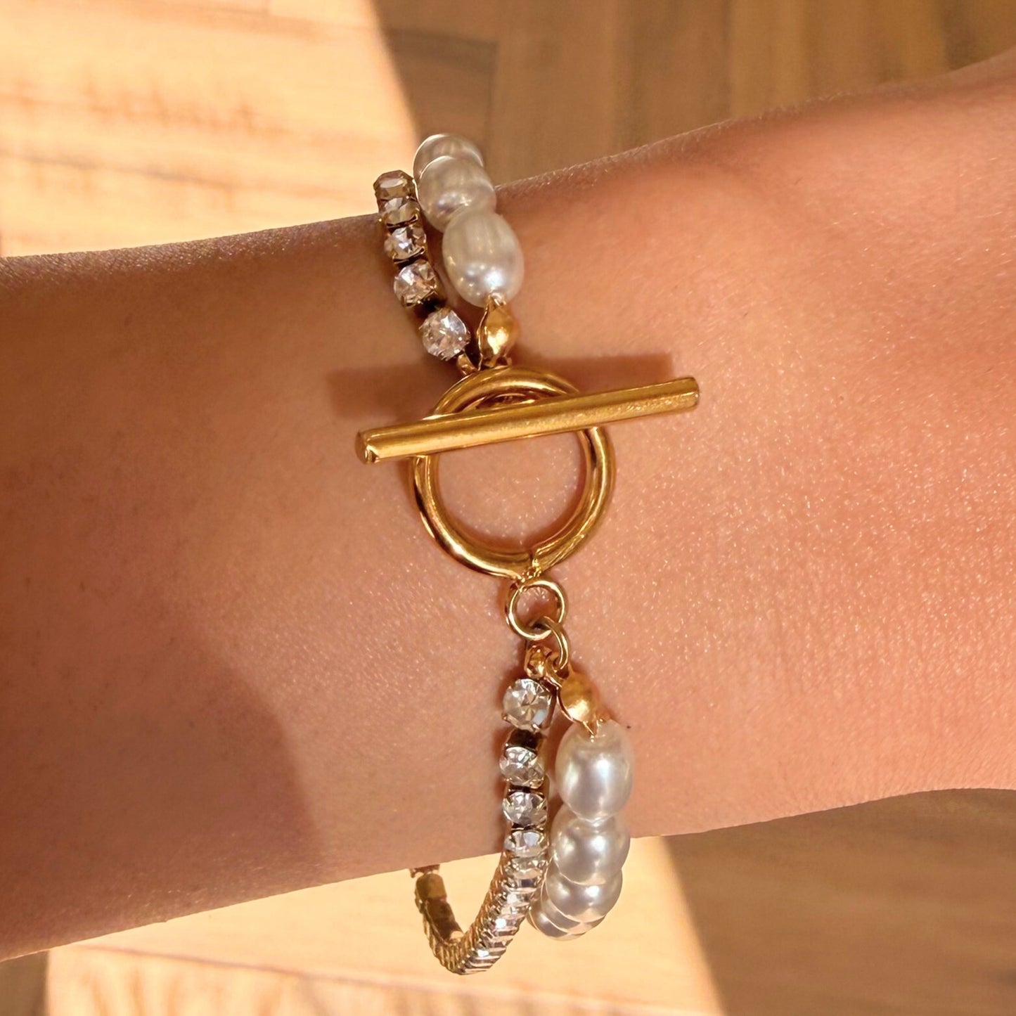 Dual Tenis Pearl Bracelet