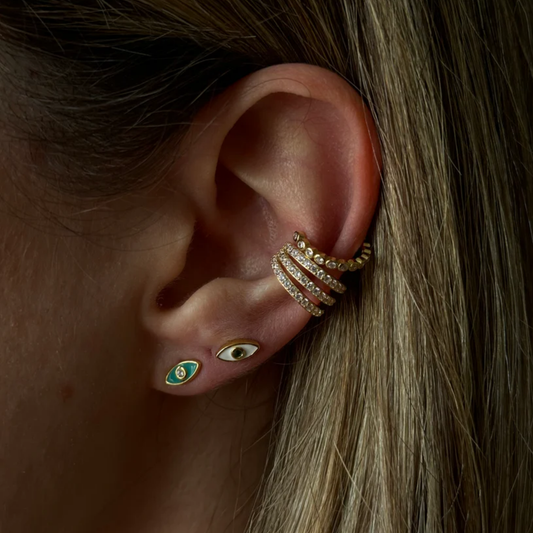 Enamel Evil Eye Turquoise Studs