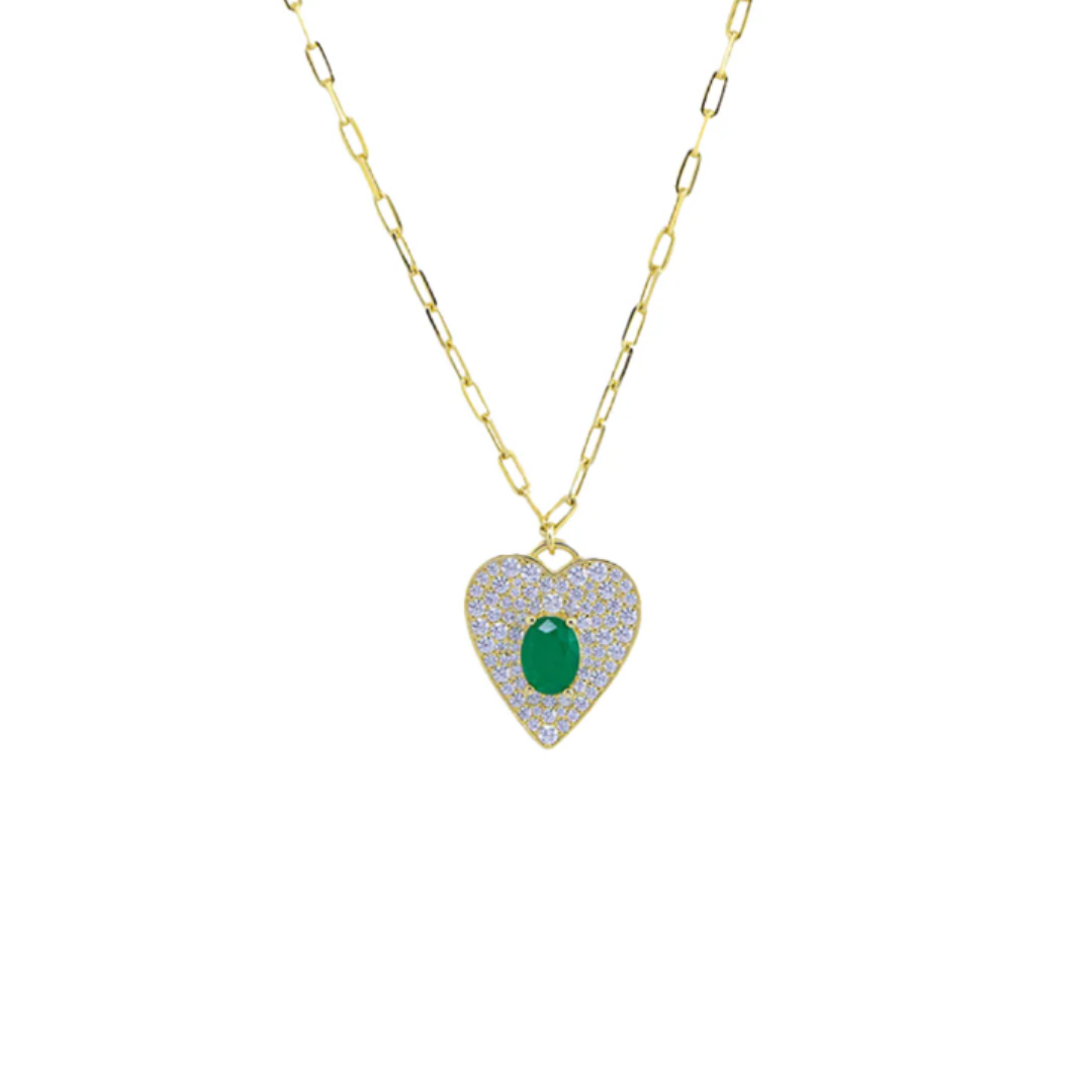 Emerald Heart Figaro Necklace