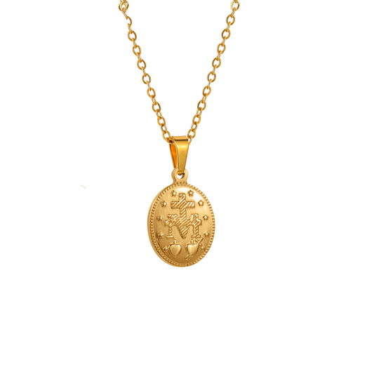 Virgin Mary Golden Medal Necklace