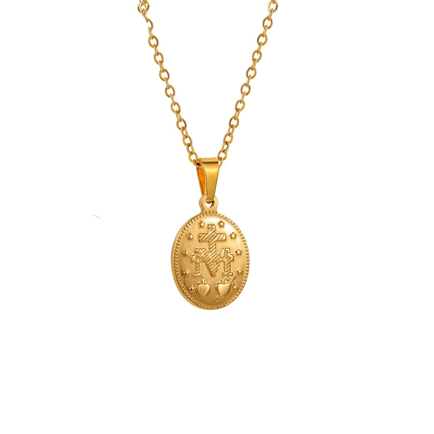 Virgin Mary Golden Medal Necklace