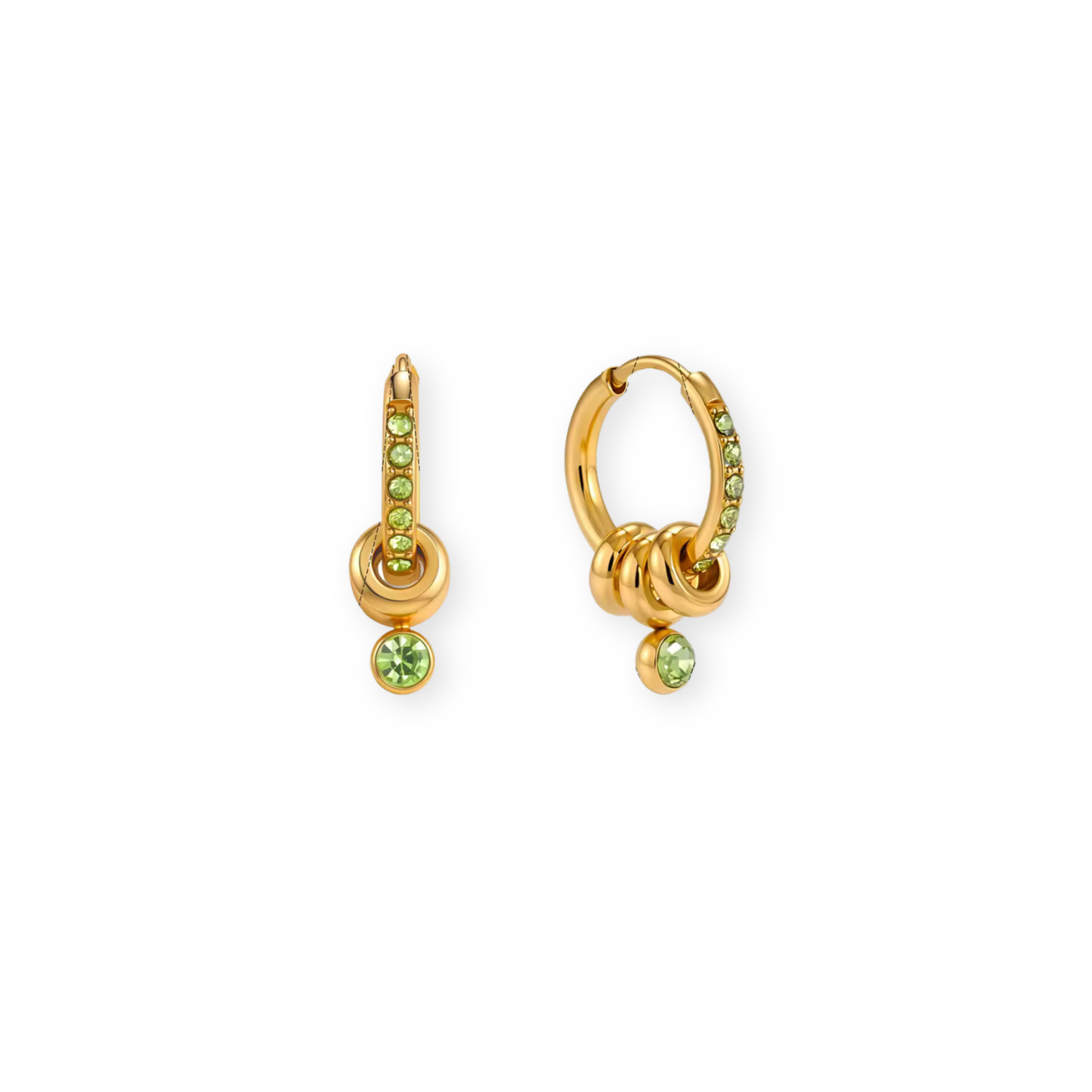 Mini Gold Green Hoops