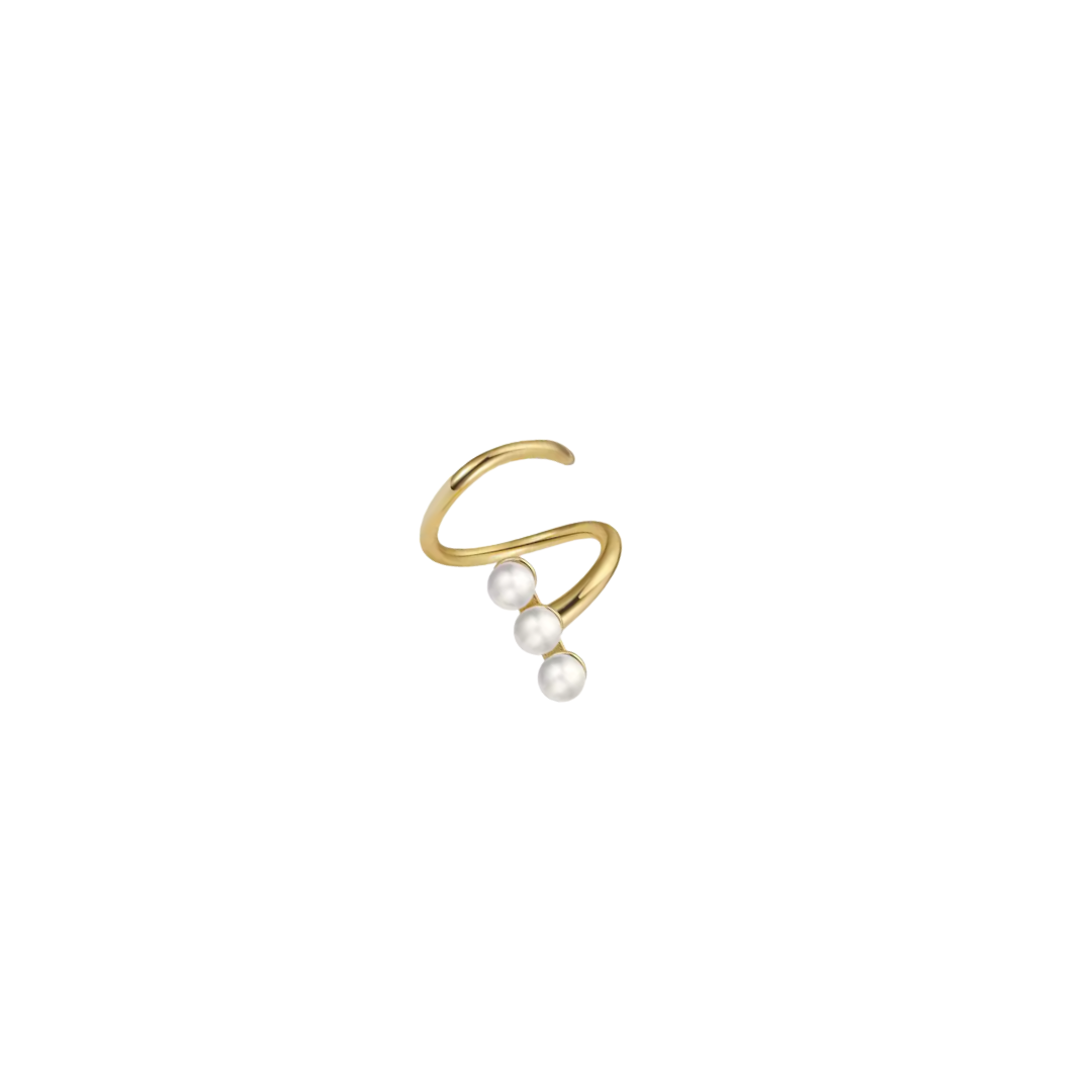 Golden pearl ear cuff