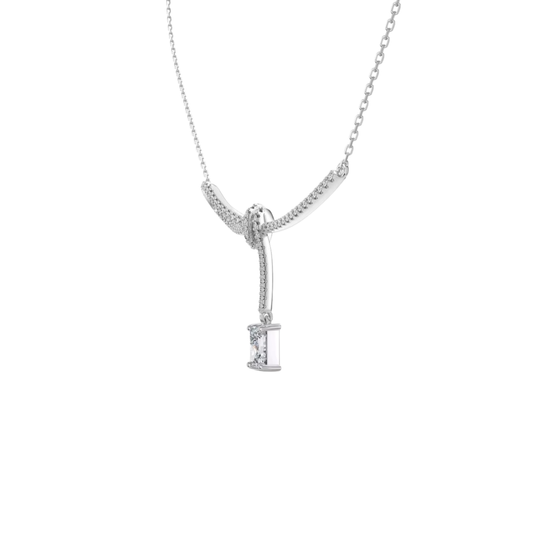 Bow Drop Silver Necklace