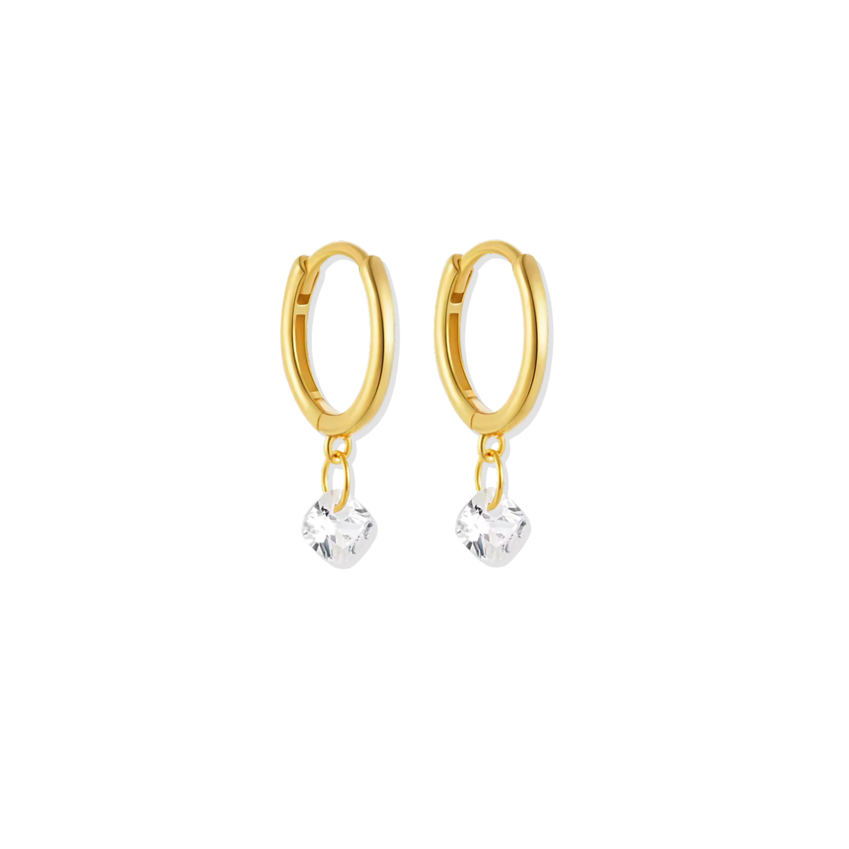 Crystal Heart Golden Hoop
