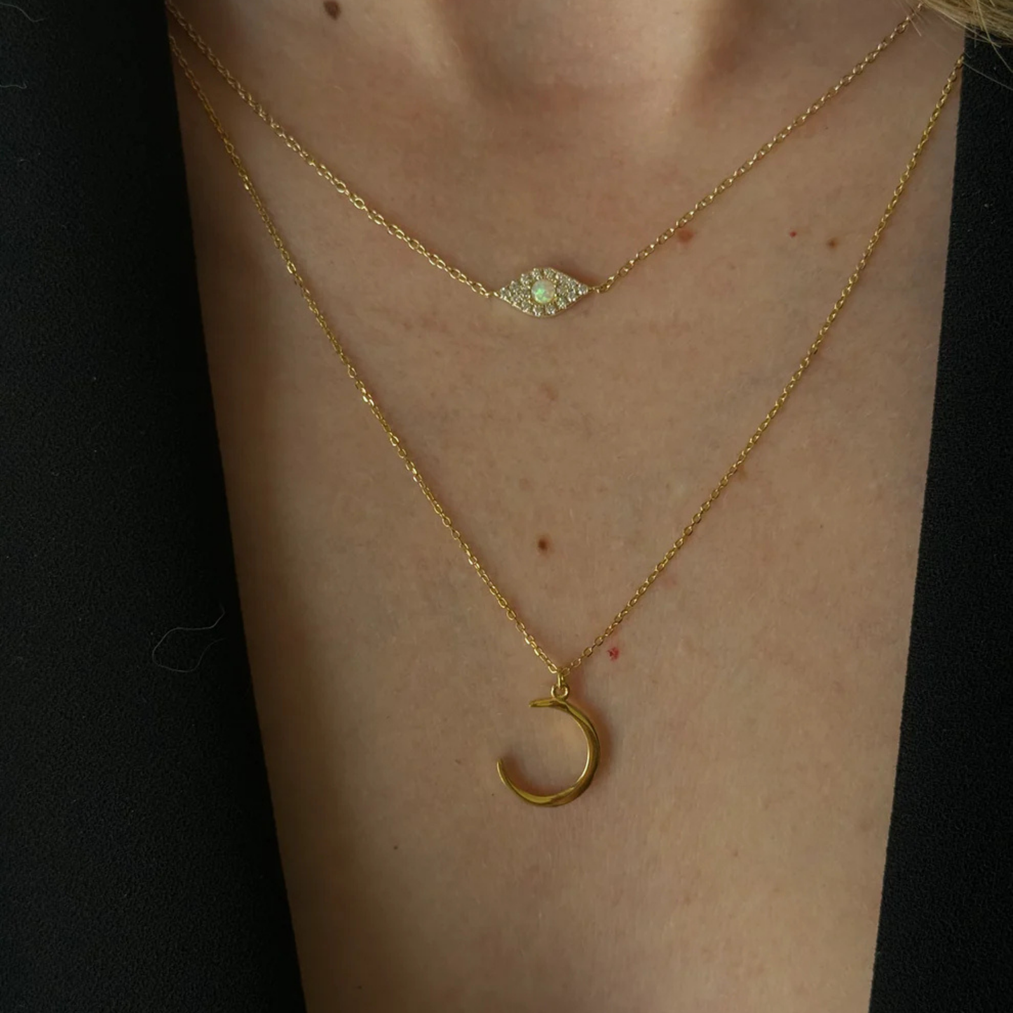Skinny Moon Golden Necklace
