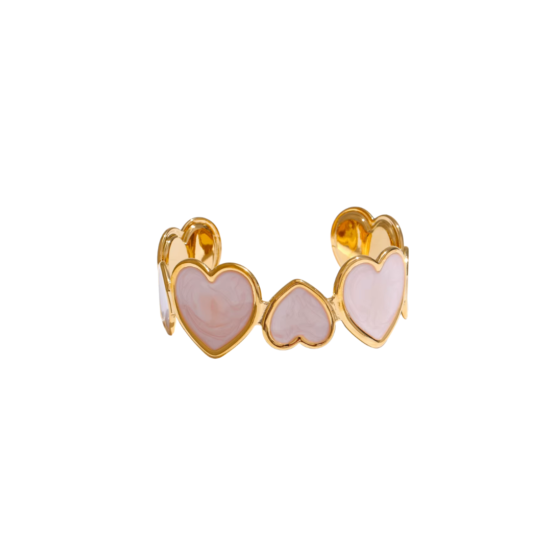 Pink hearts rigid bracelet