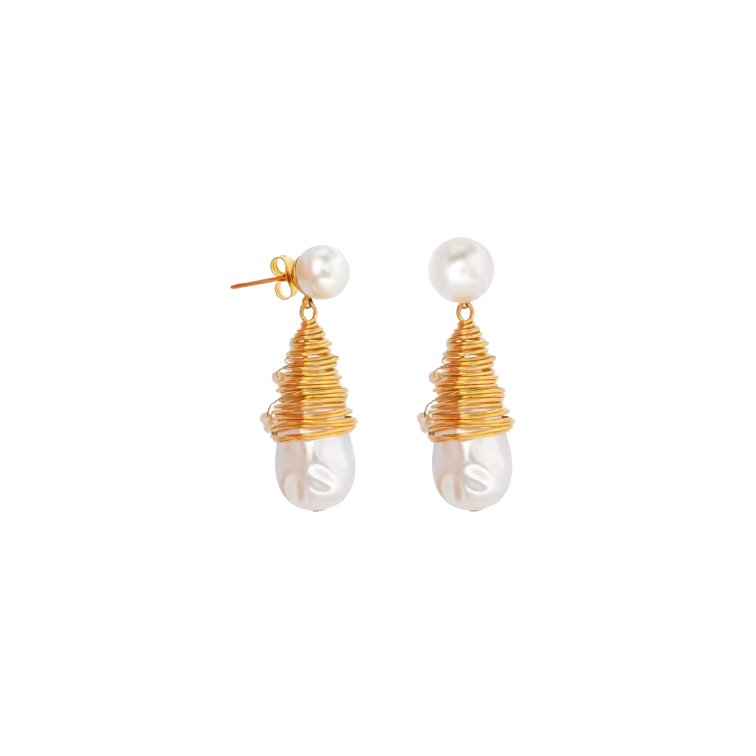 CONE GOLDEN PEARL EARRINGS