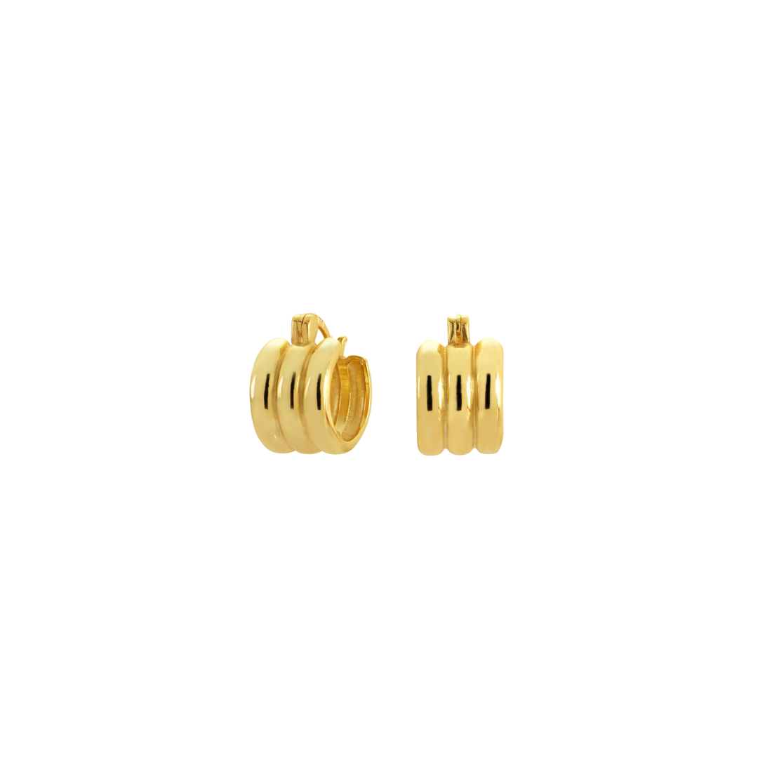 Triple gold hoops