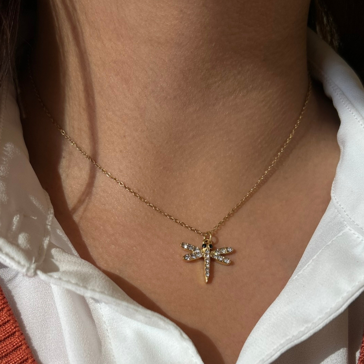Golden Dragonfly Necklace