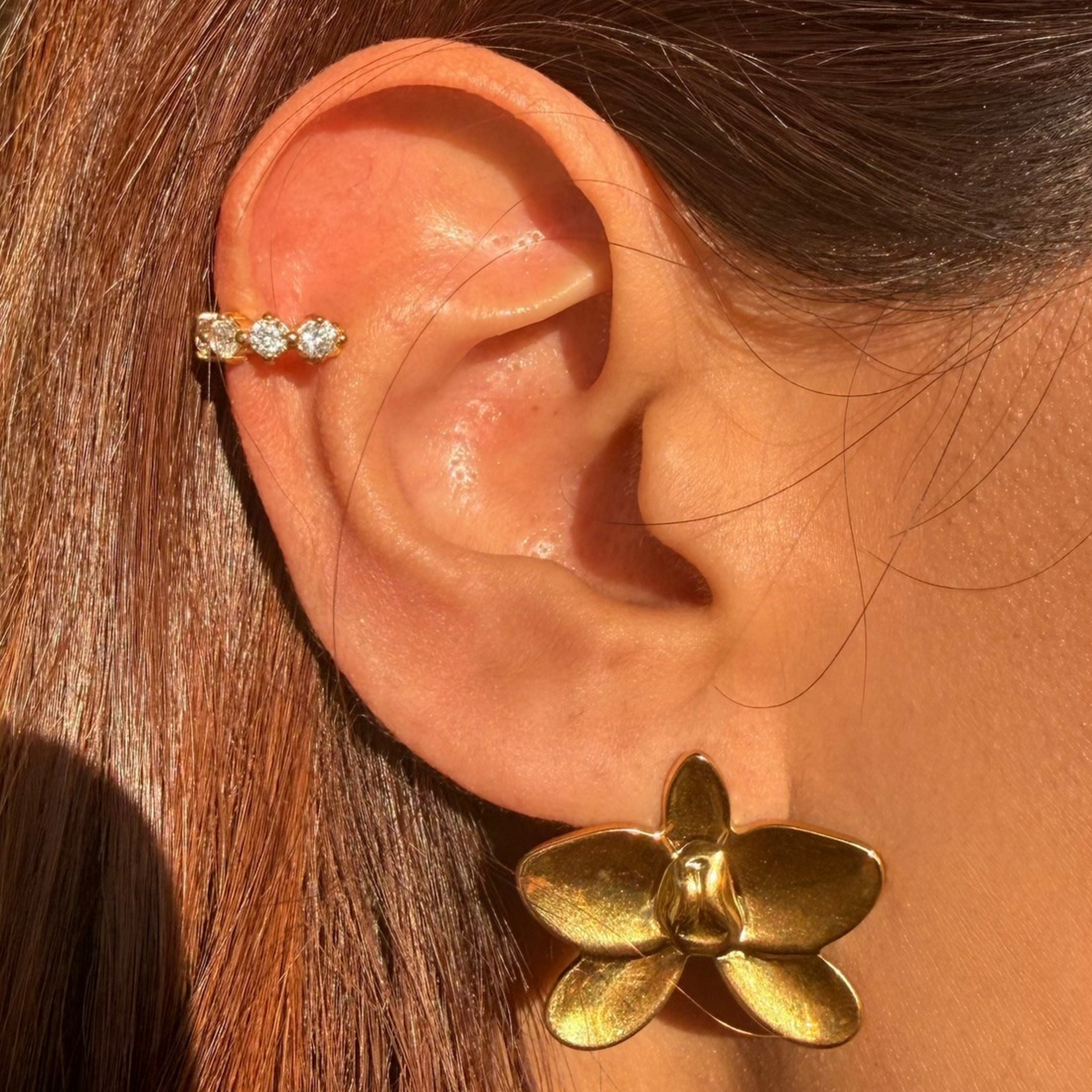 Gold Cuff With Cubic Zirconia