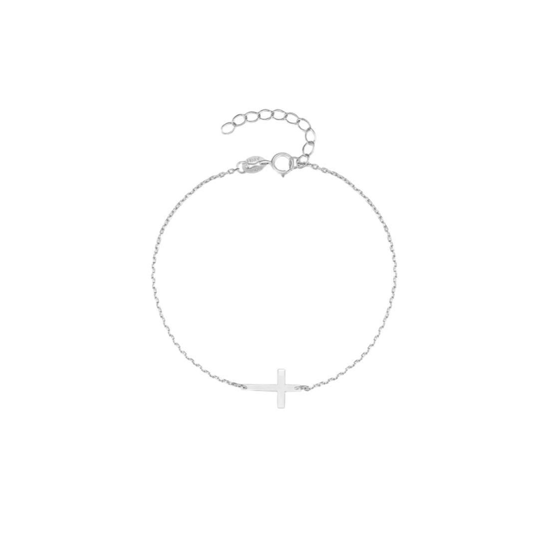 PLAIN CROSS SILVER BRACELET