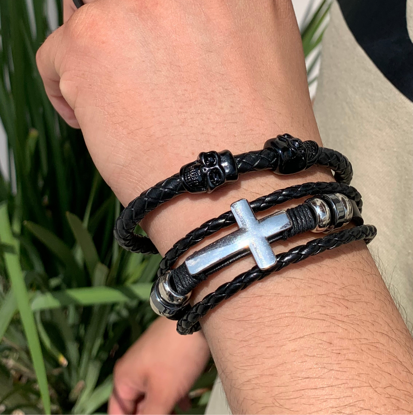 Multi strap cross bracelet