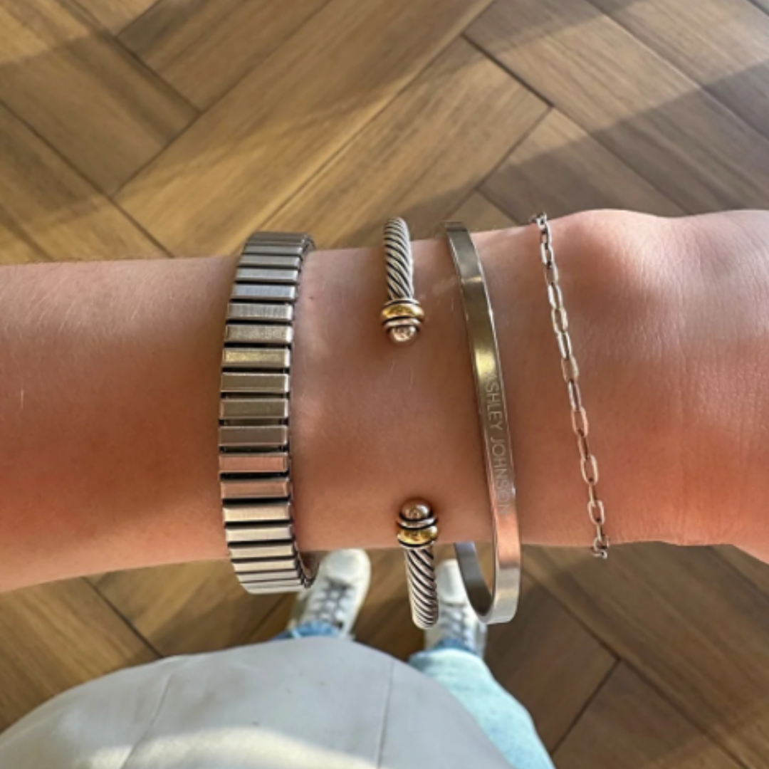 Silver personalized dainty bracelet