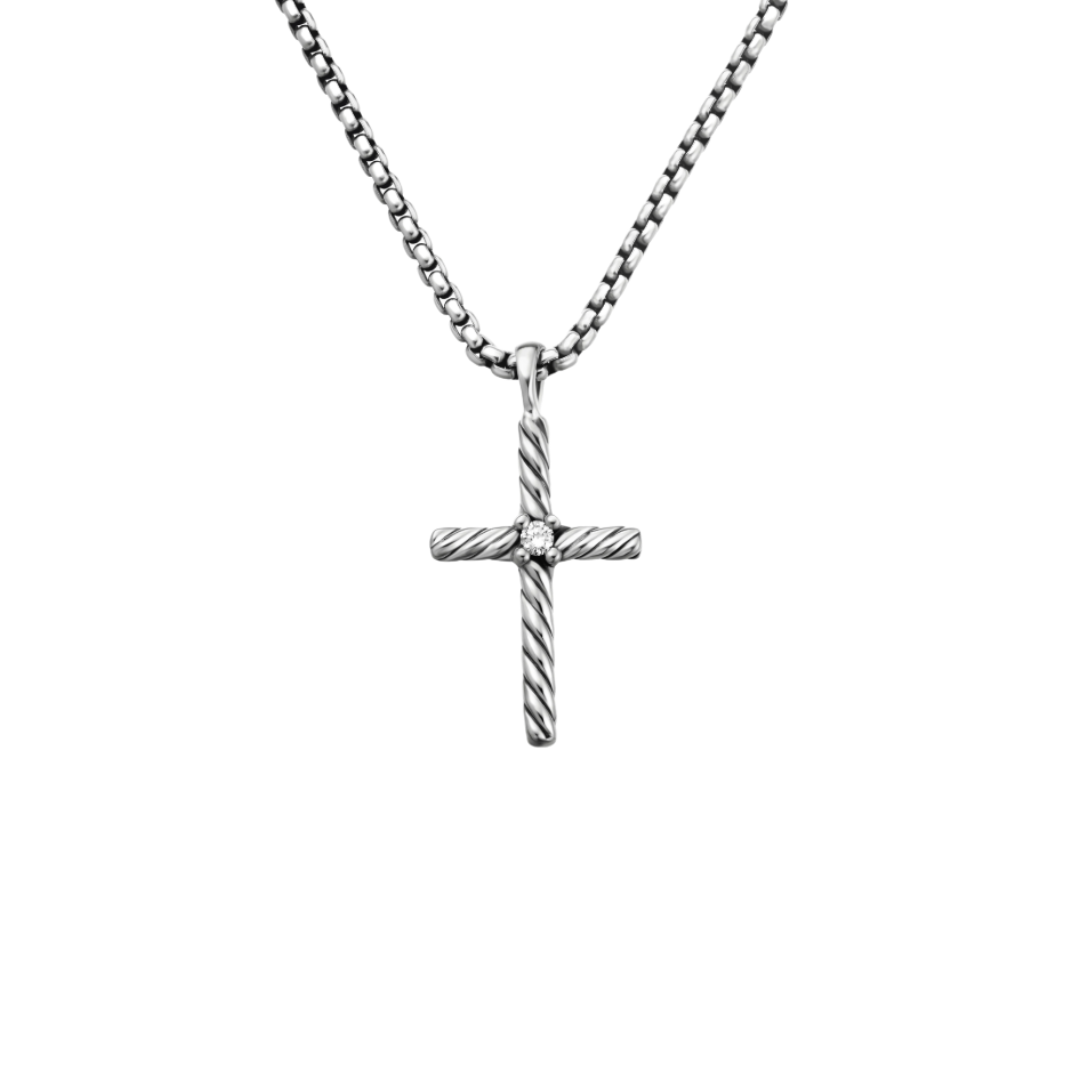 David silver spark cross necklace