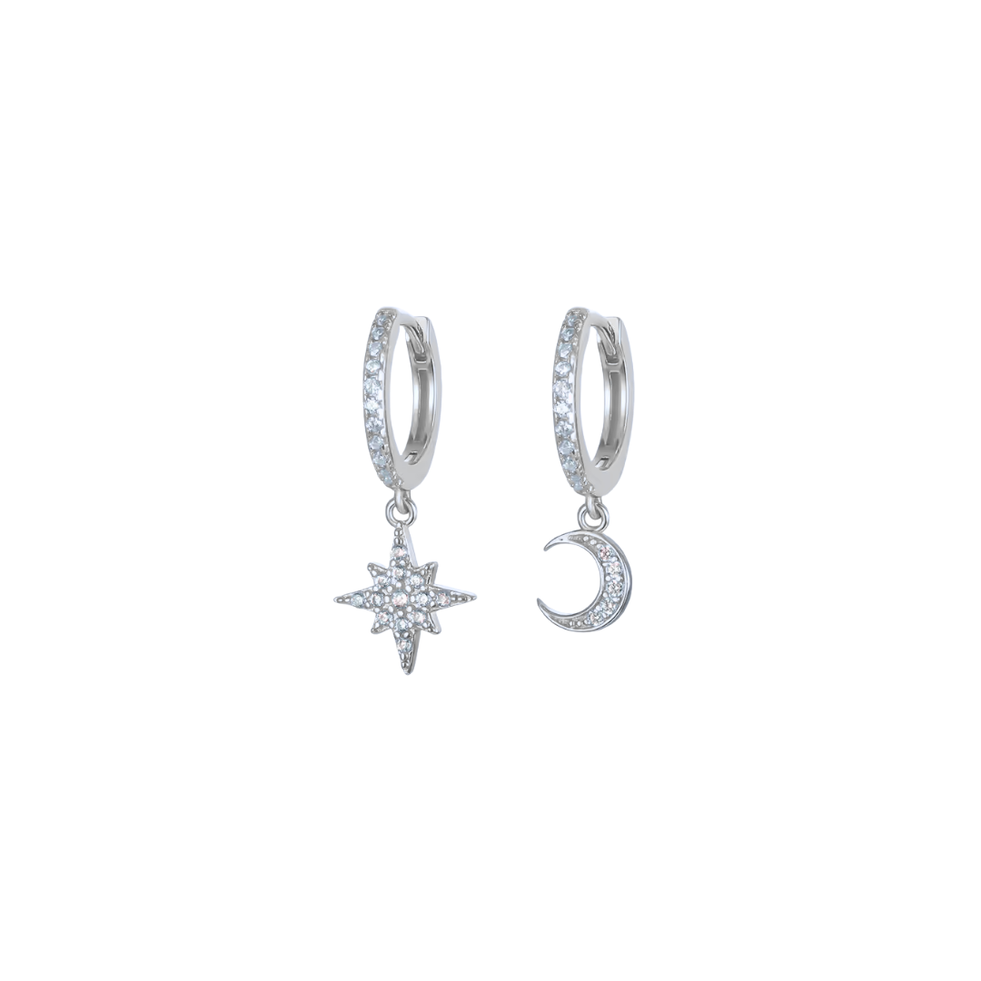 Moon and star silver huggies