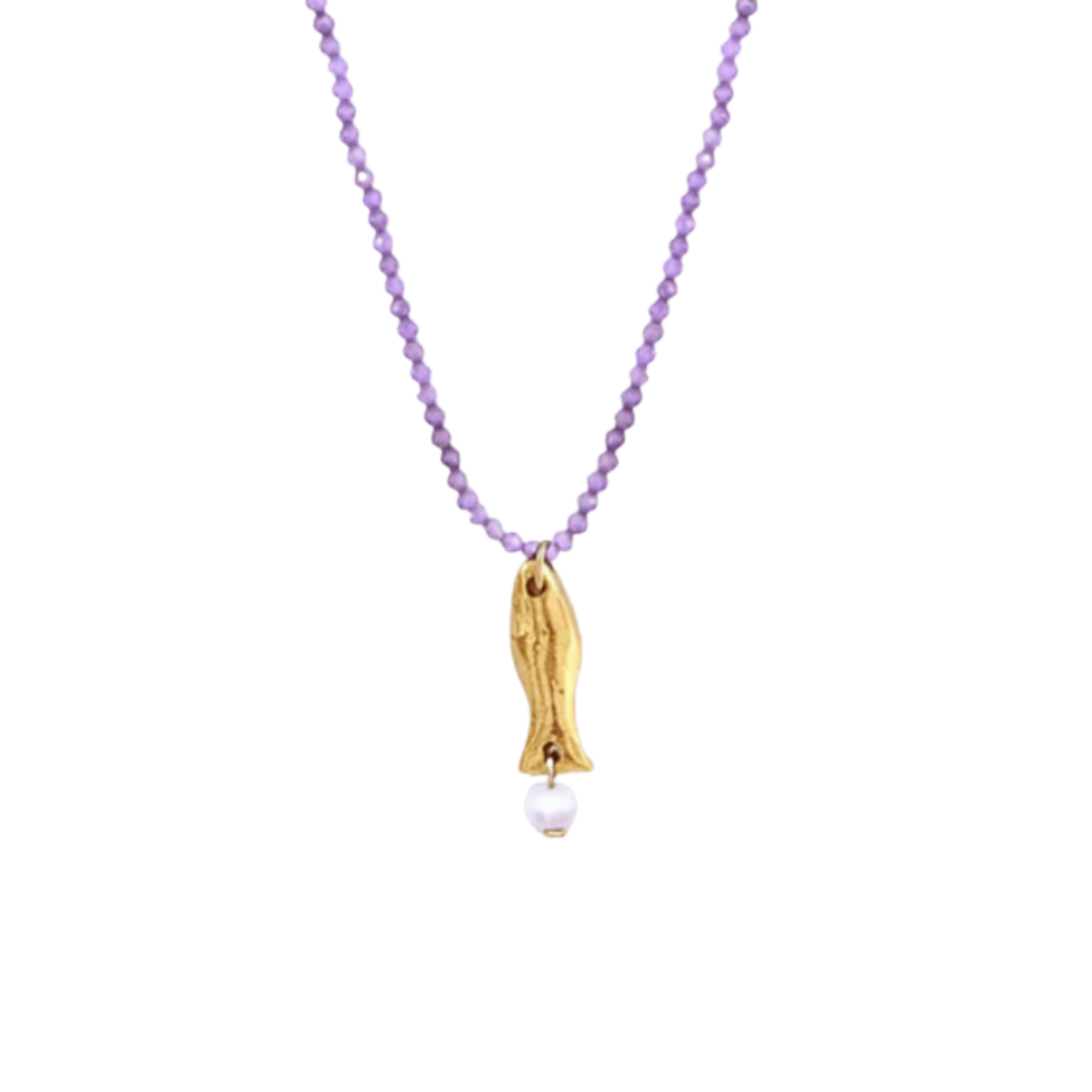 The Lilac Drift - Fish Pendant Necklace
