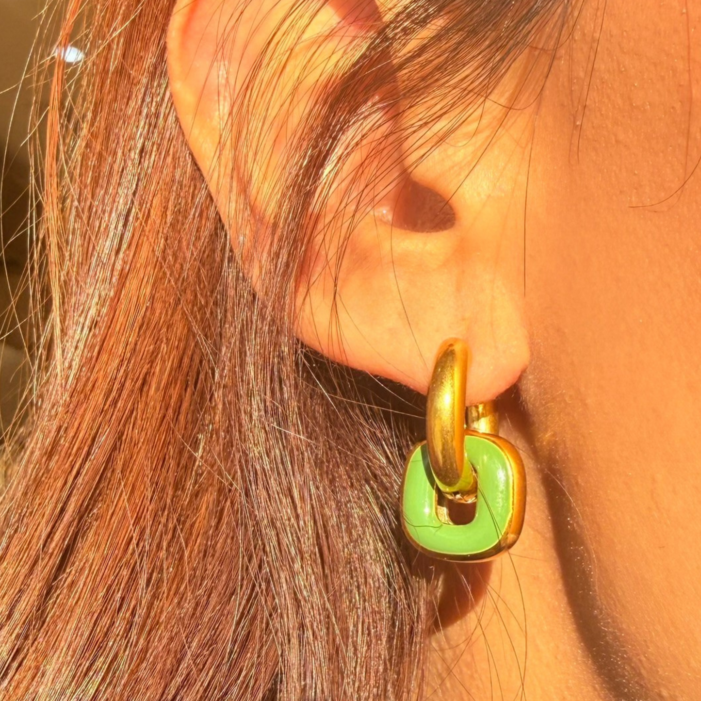 Golden Green Hoops