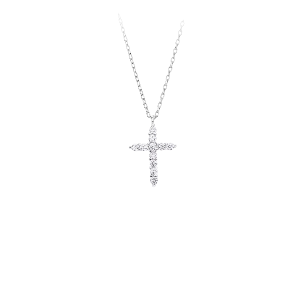 Cross spark silver necklace