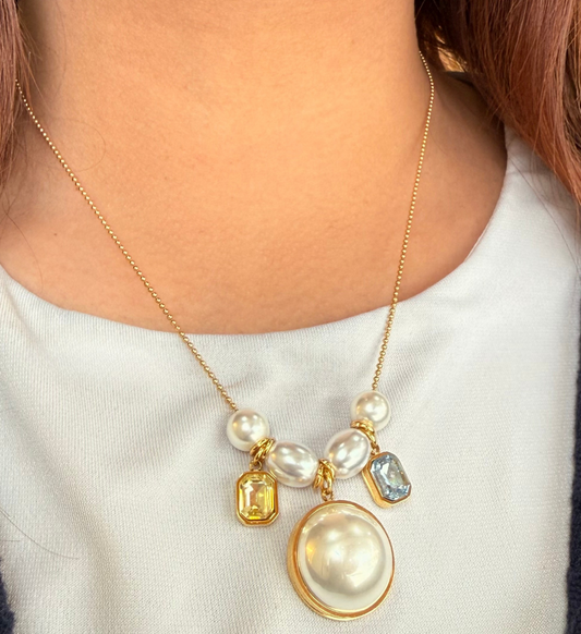 Golden Charm Pearl Necklace