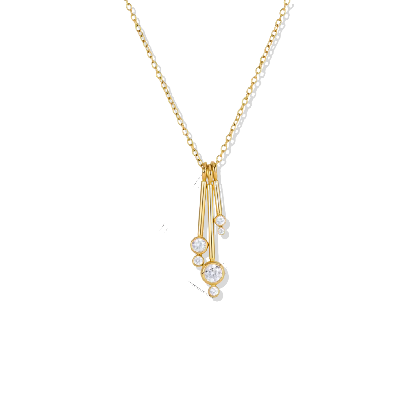 Clear Zirc Drop Golden Necklace