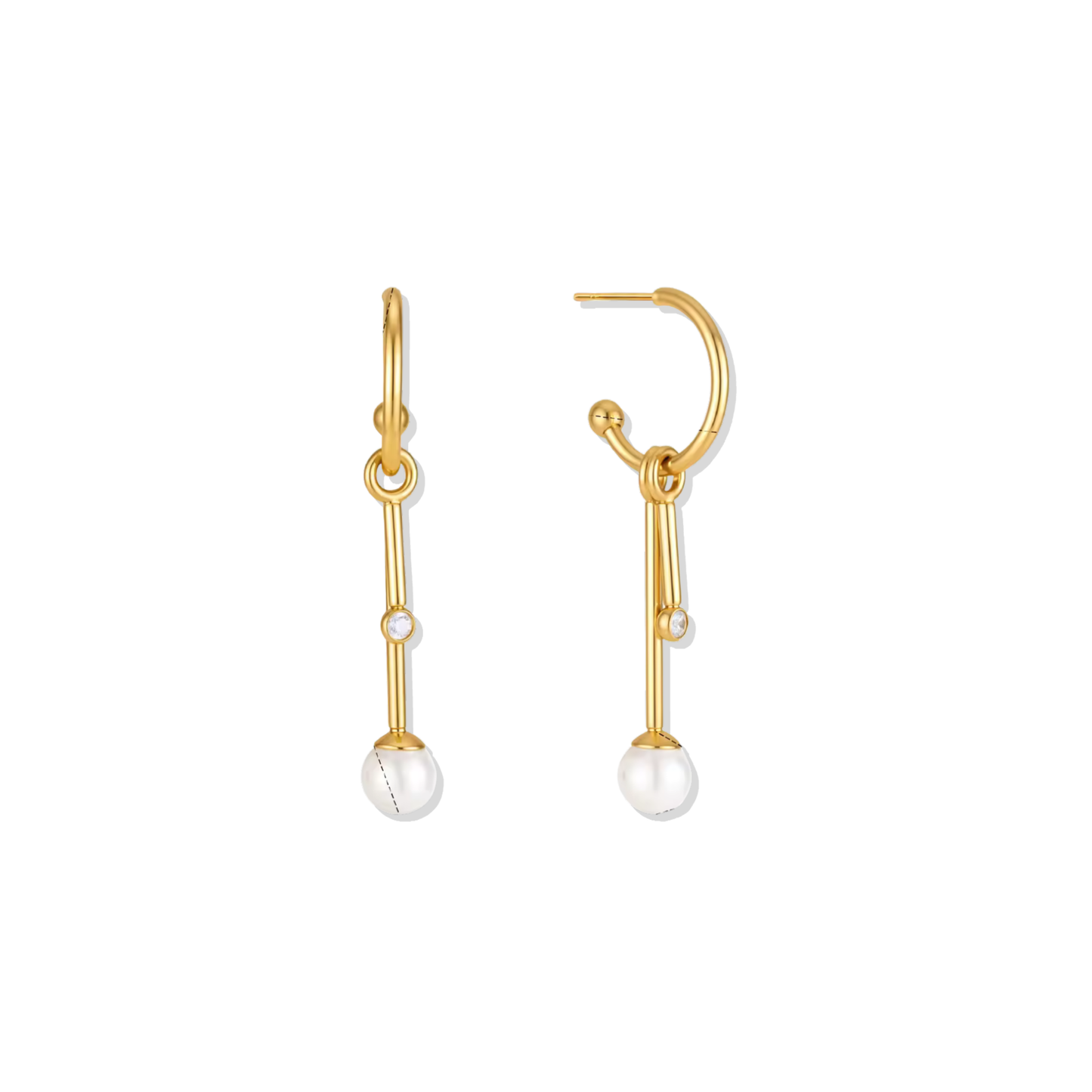 Pearl Golden Drop Hoops