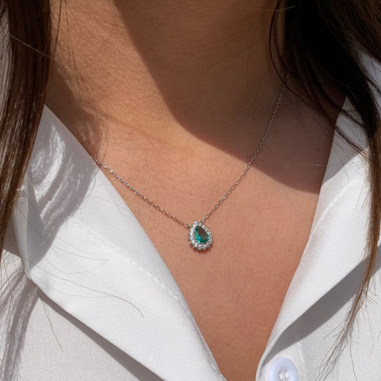 Argent Orbs Blue Necklace