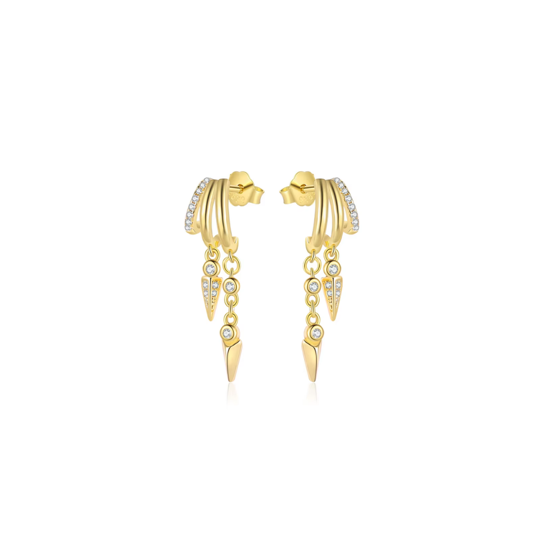 Irregular triangle gold hoops