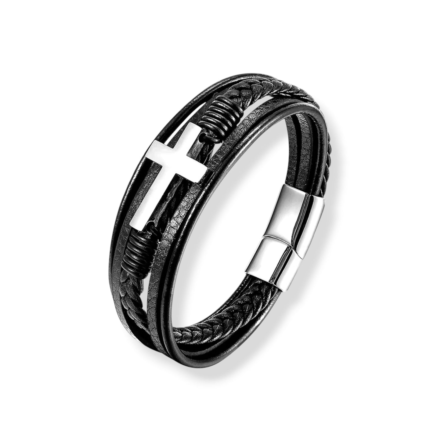 Silver cross multiple bracelet