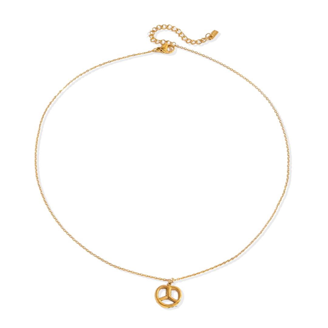 Golden pretzel necklace