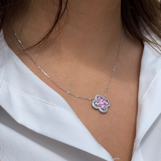 Luxury Pink Clover Necklace