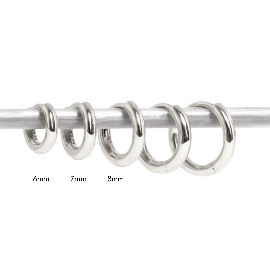 Simple silver hoops 6mm