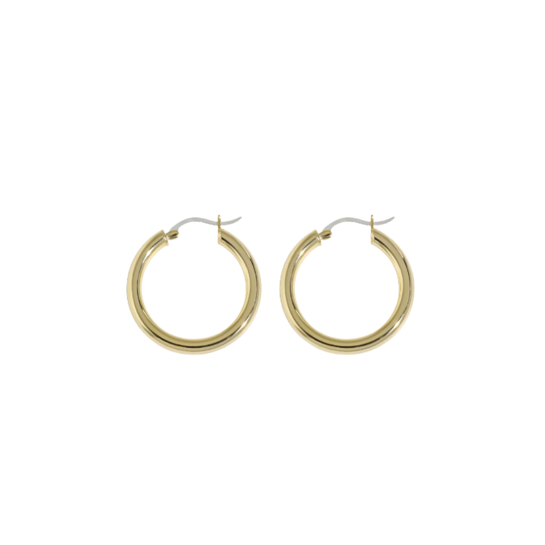 Golden tubular medium hoops
