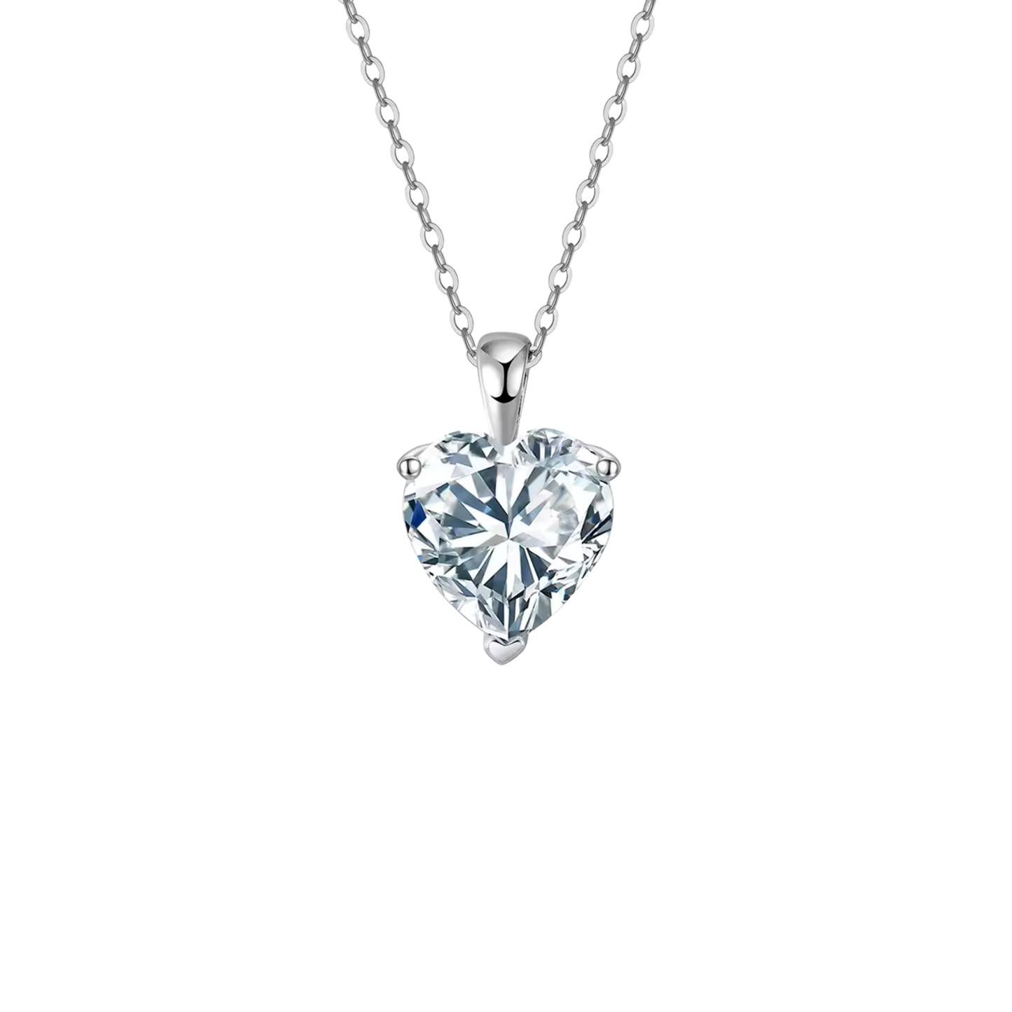 Silver Necklace Heart 3Ct