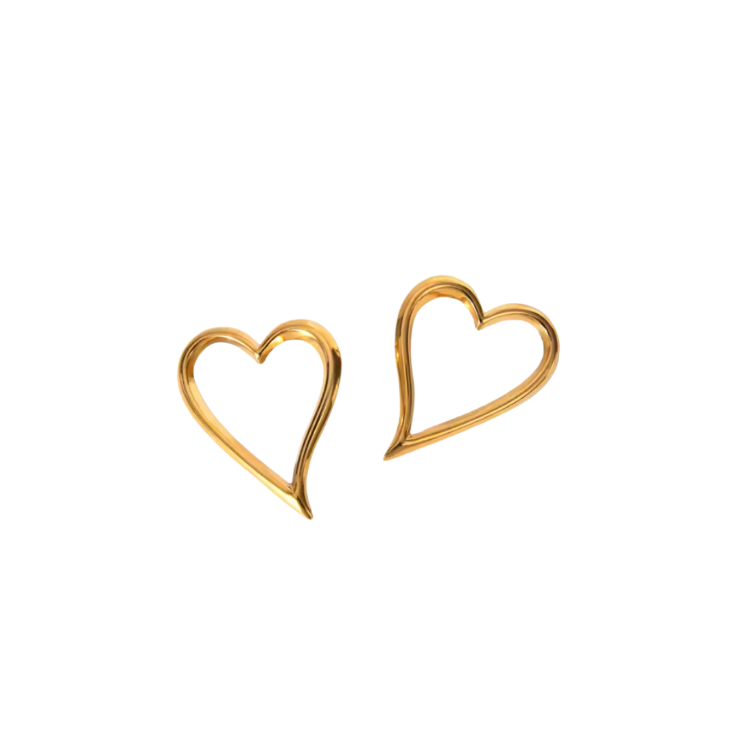 Outline heart chunky earrings
