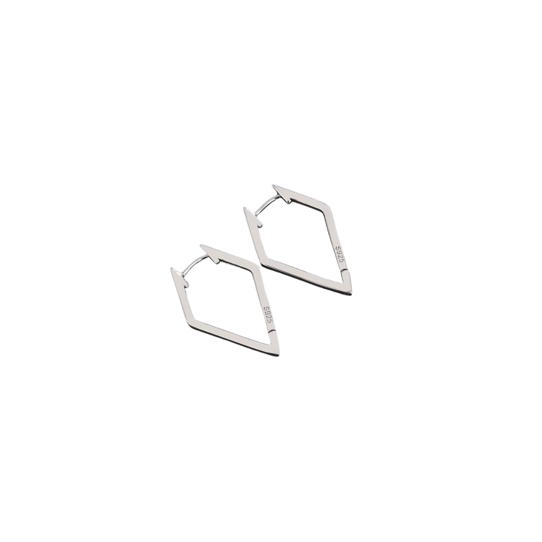 Metal drop silver hoops