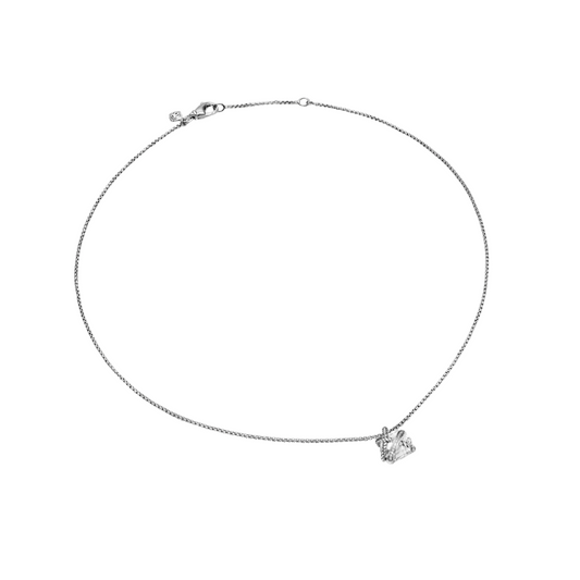 White quartz silver necklace