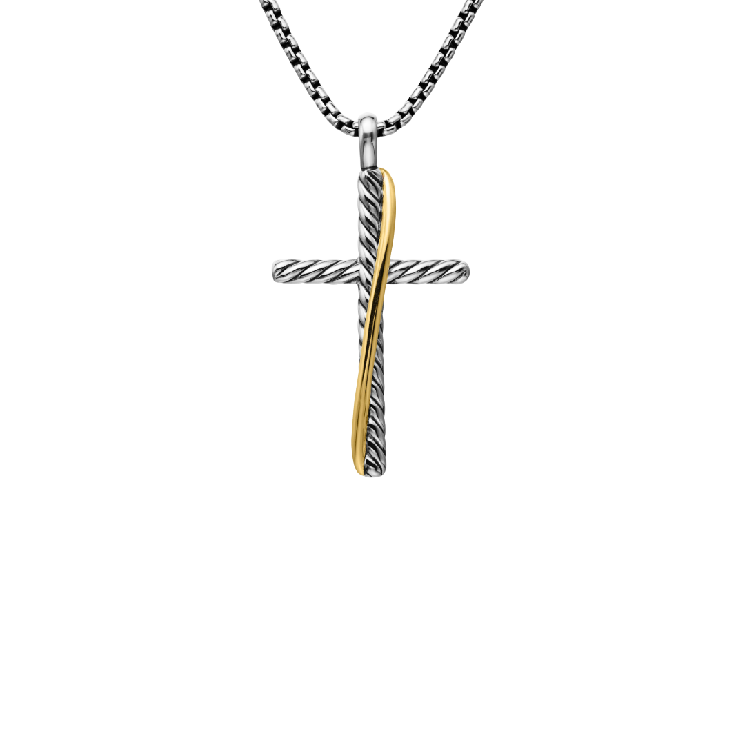 David long cross dual necklace