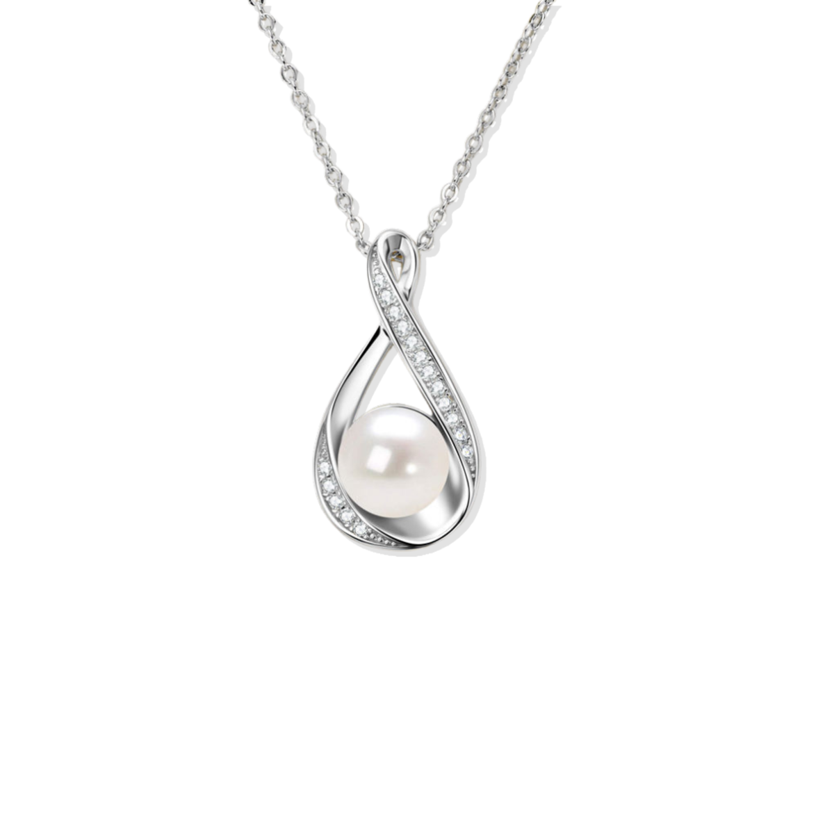 Silver Eternal Pearl Necklace