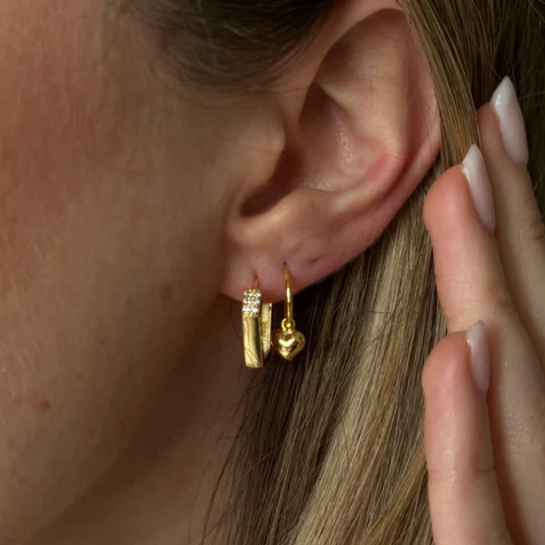 Puffy Heart Golden Hoops