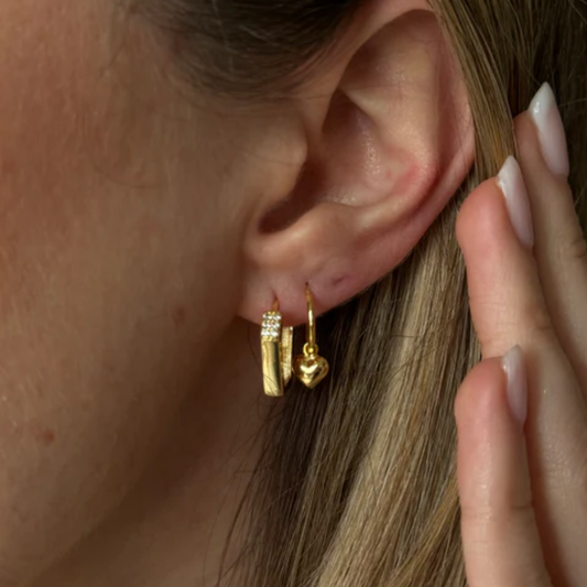 Puffy Heart Golden Hoops