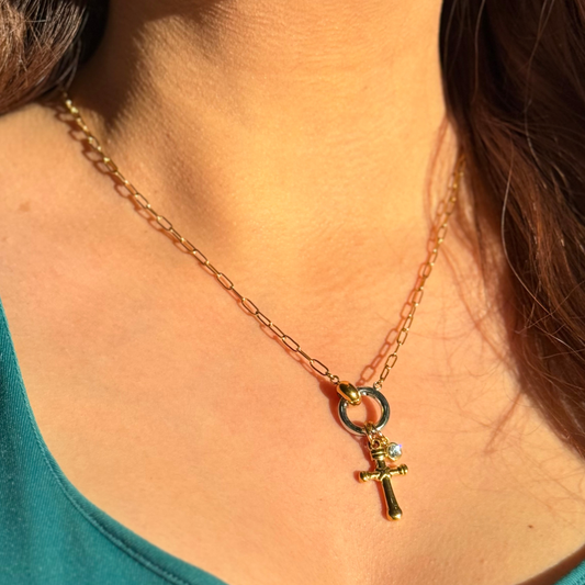 Cross Drop Dual Necklace