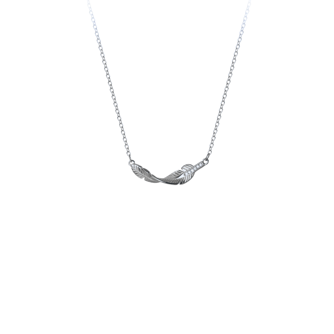 Silver feather necklace