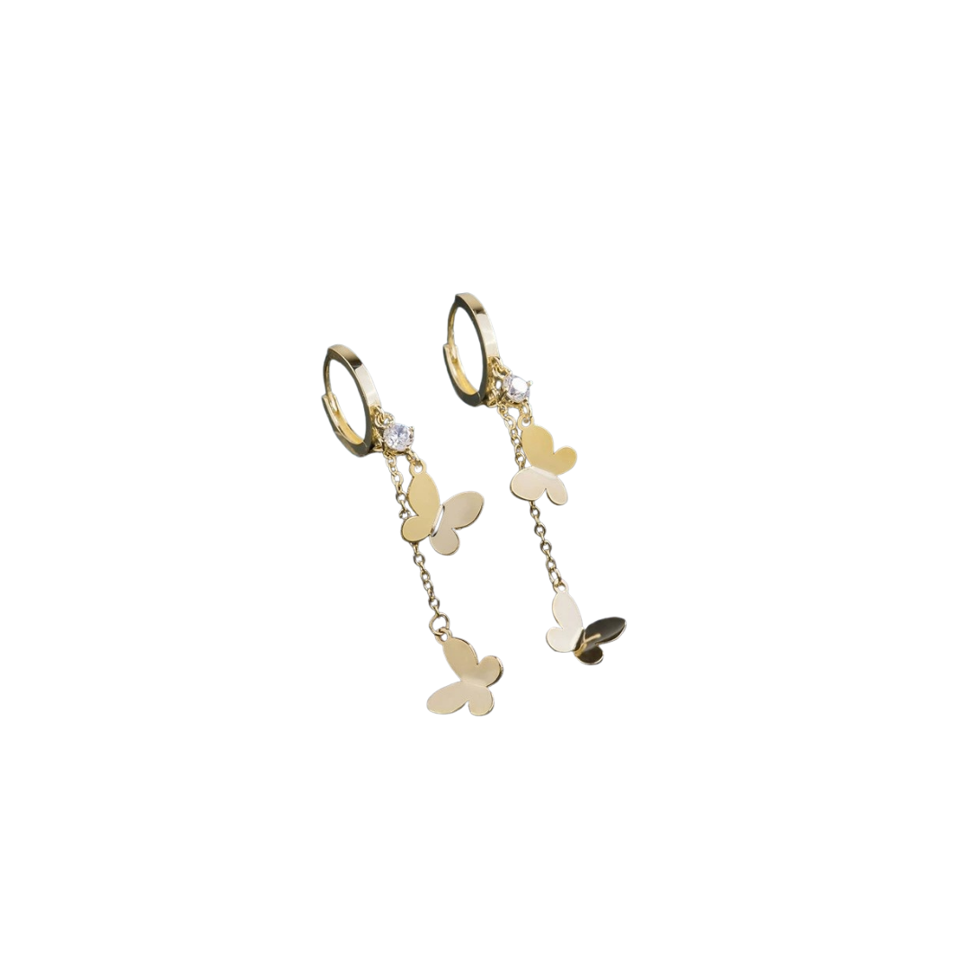 Butterfly chain golden hoops