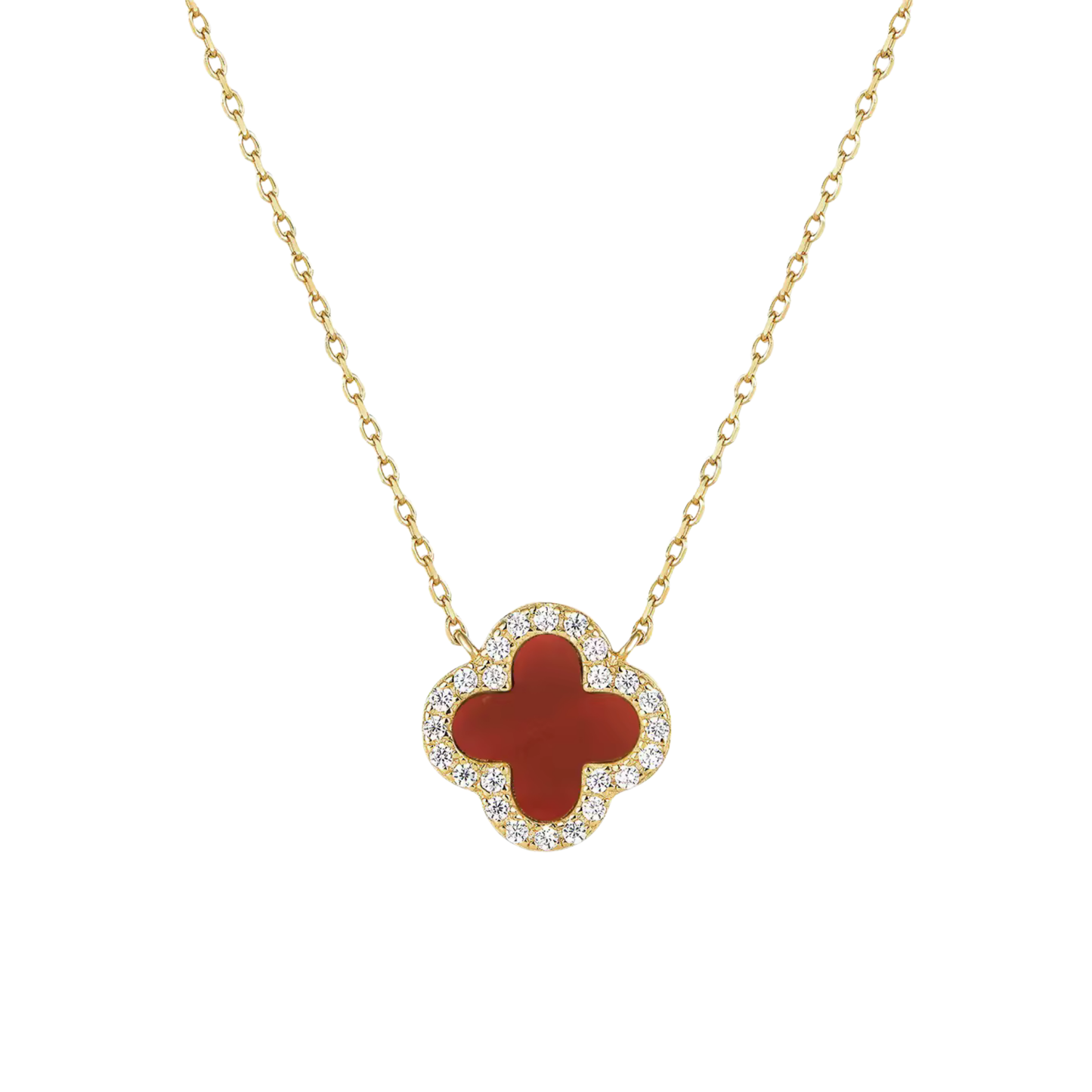 Clover Red Golden Necklace