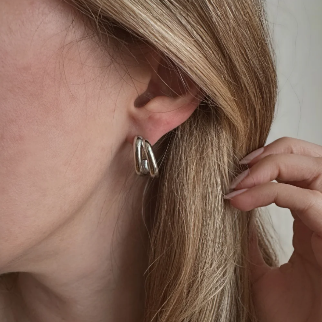 The Solene - Chunky Silver Hoops Earrings