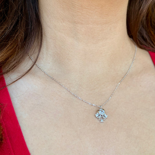 Outline Little Girl Spark Silver Necklace