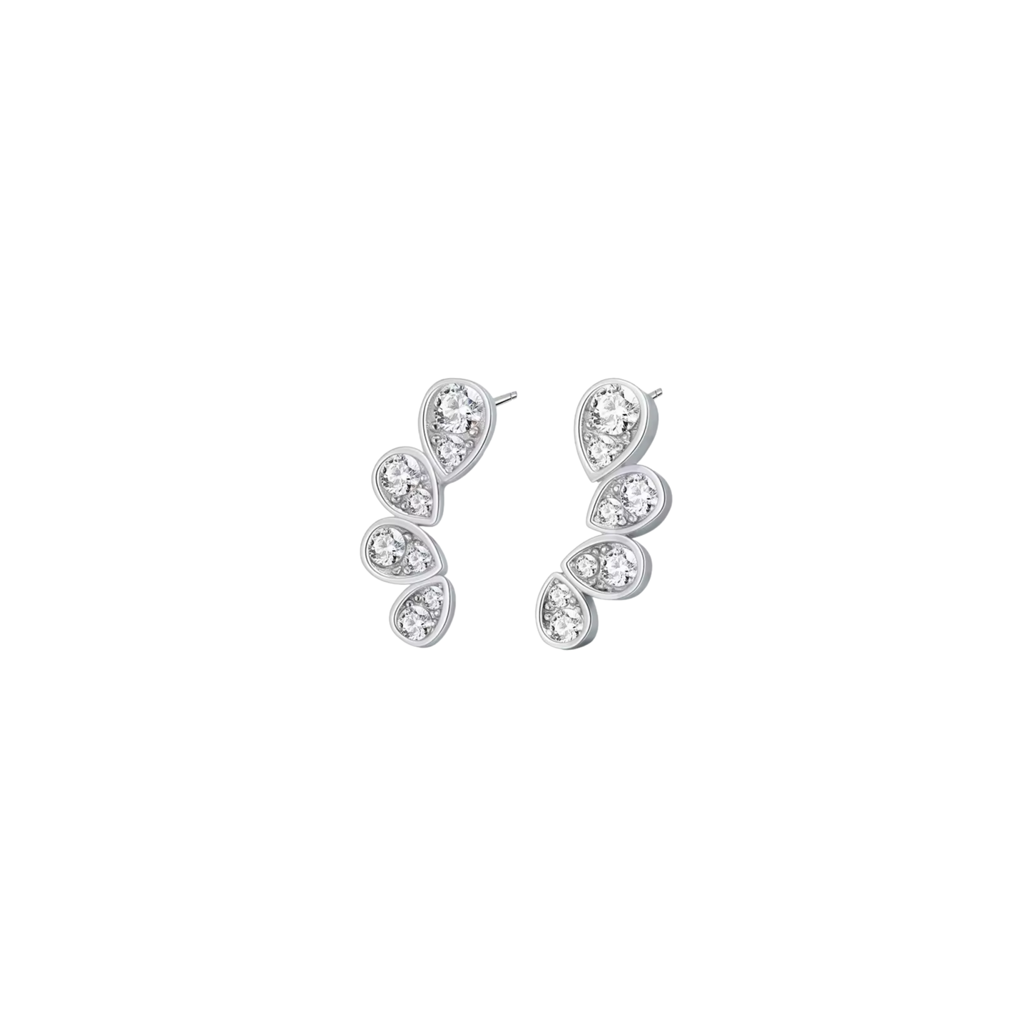 Leaf Glitter Silver Earrings